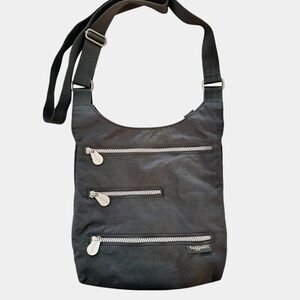 Baggallini Dark Gray Highway Bagg Triple Zip Crossbody Travel Bag Discontinued